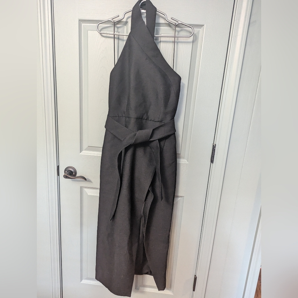 C/MEO Collective Medium Black Halter High Slit Dress